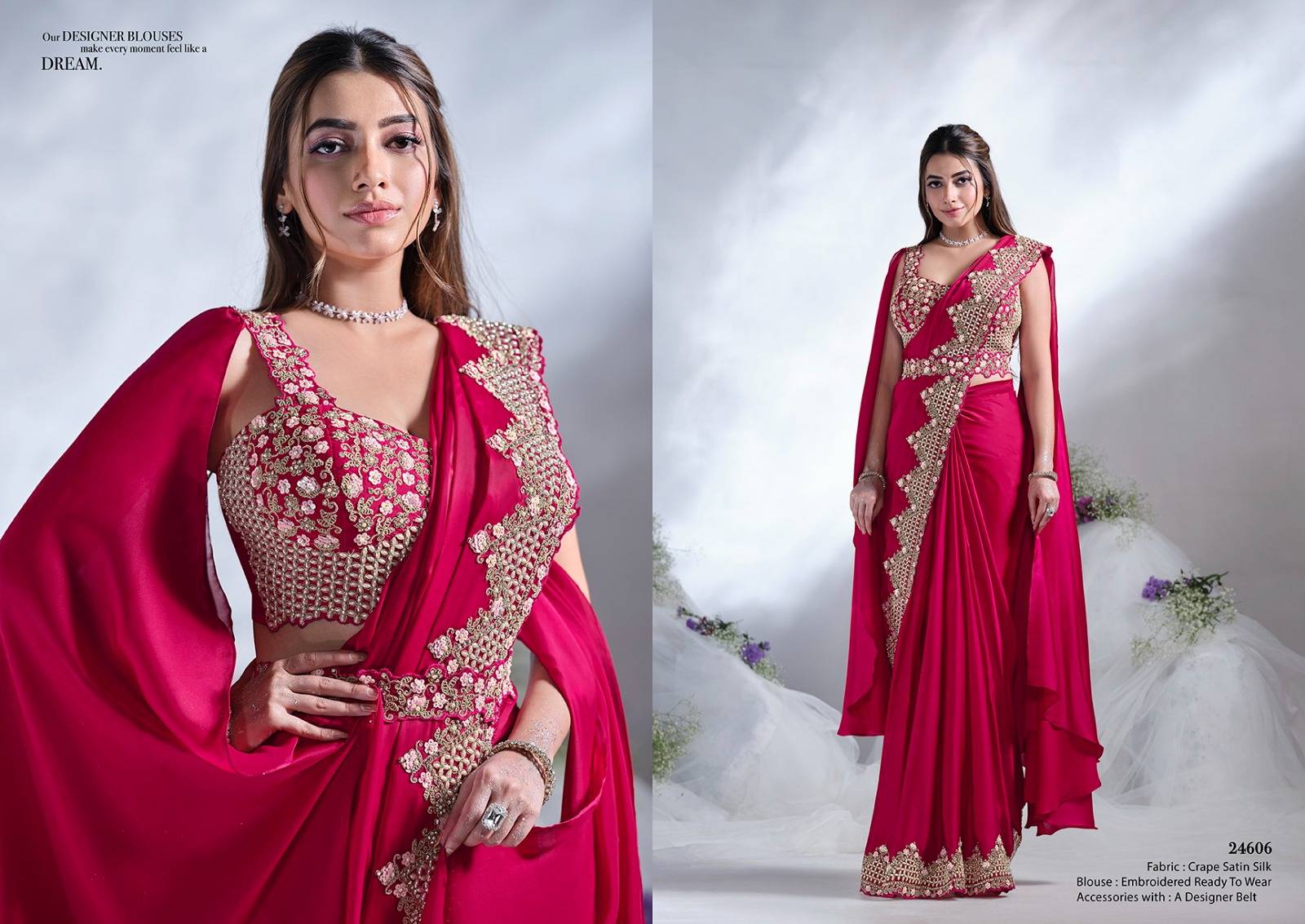 MOHMANTHAN 24600 AURA by Mahotsav 24606 to 24618 Series Indian Traditional Wear & Occasional Stitched Sarees At Wholesale Price